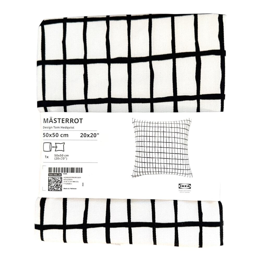 IKEA MASTERROT White & Black Cushion Cover 20" x 20"